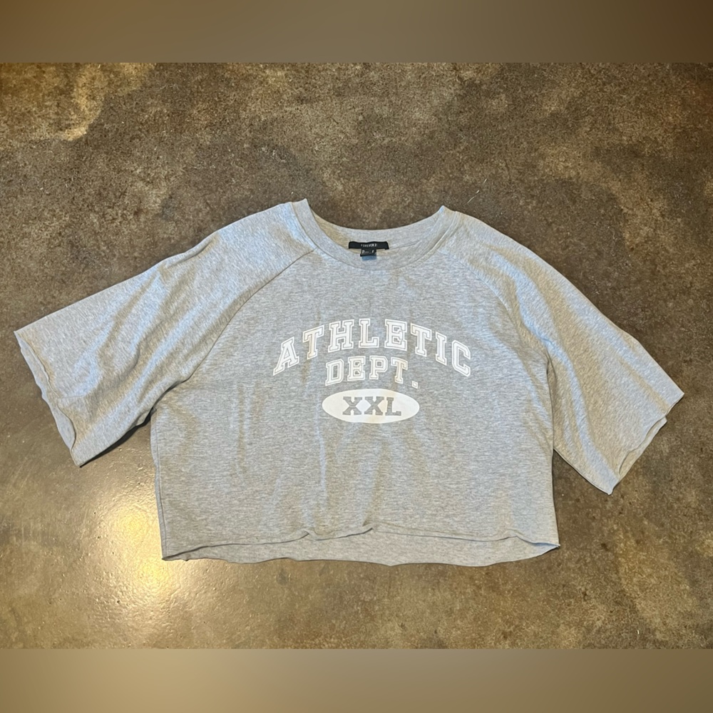 Forever 21 Gray Athletic Dept Crop Top